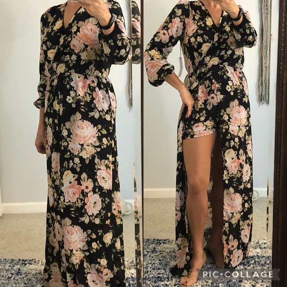 Sage the Label Floral Romper Maxi Dress NWT Medium - Picture 2 of 16